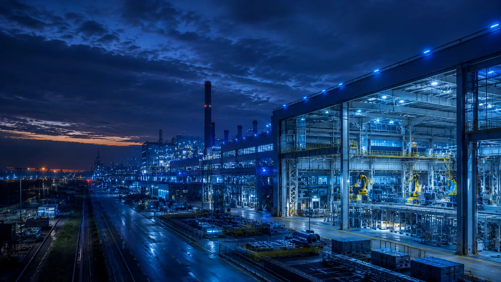 Industrial Sustainability infrastructure at night