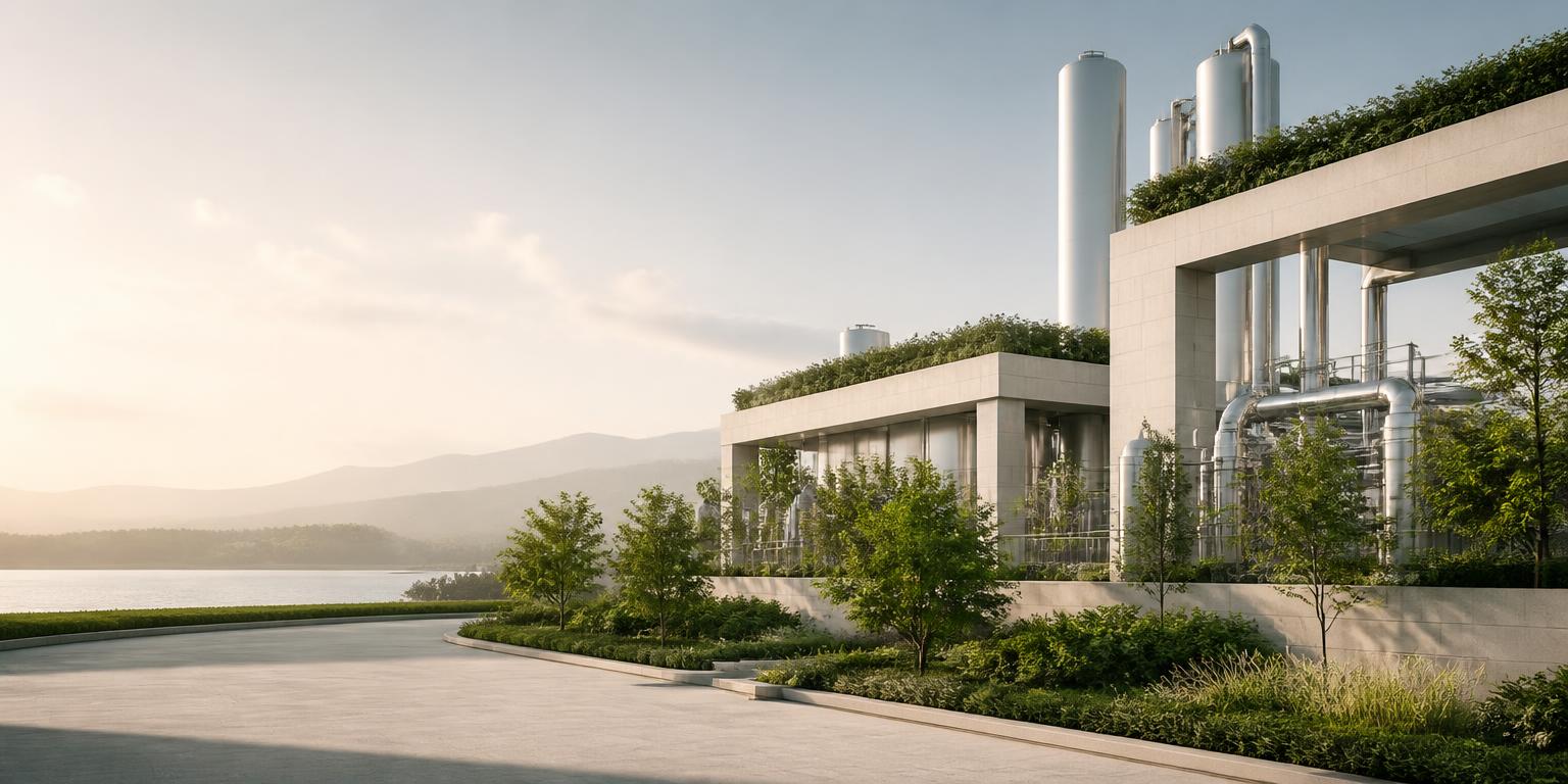 Green hydrogen facility with planted architecture